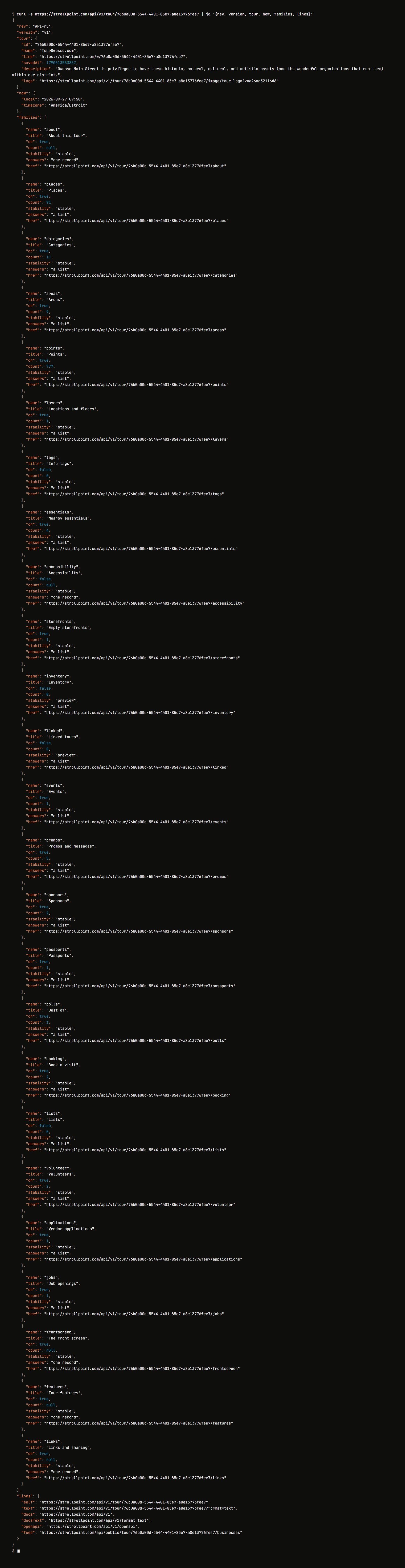 The API answering on a monitor