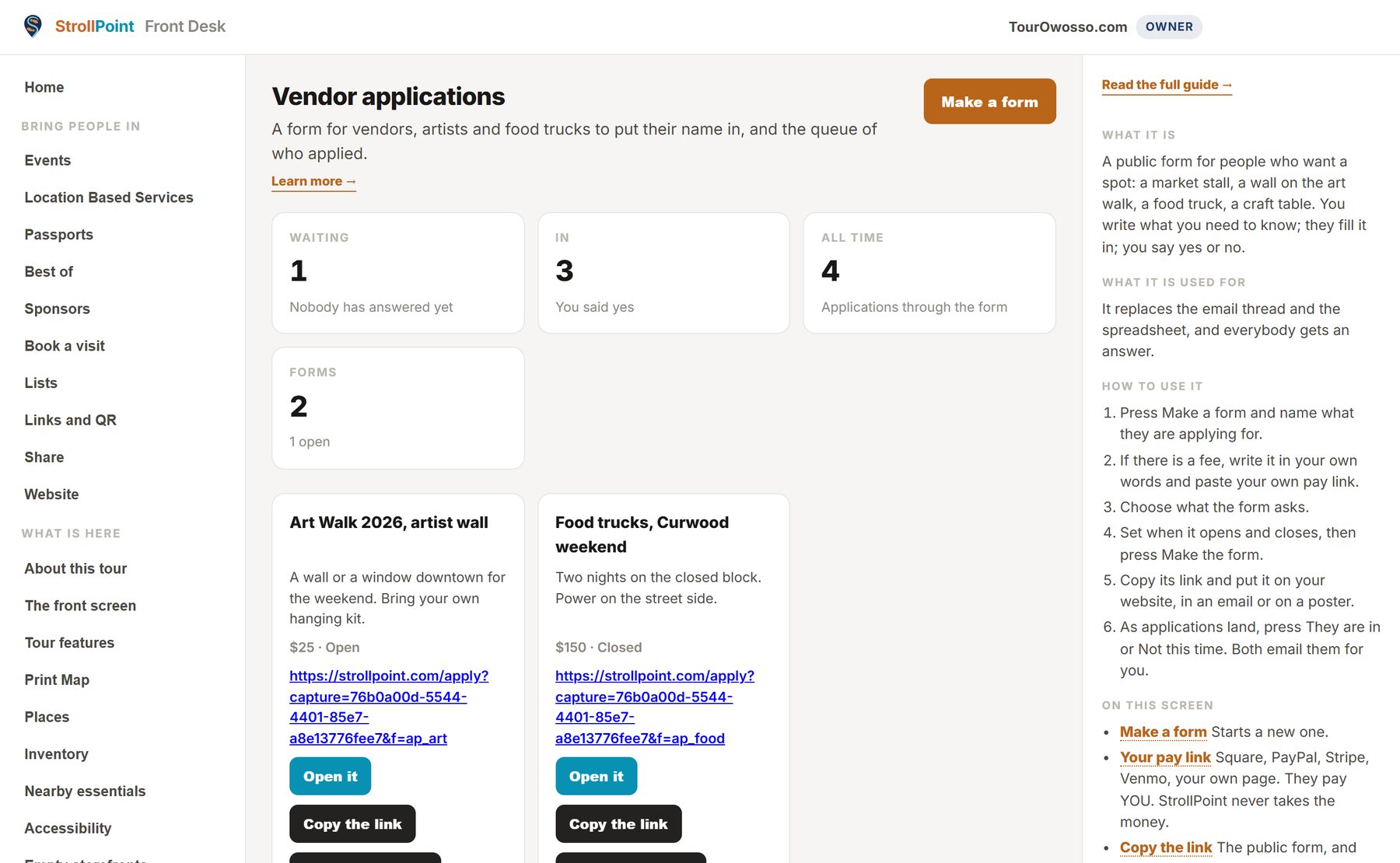 Vendor applications