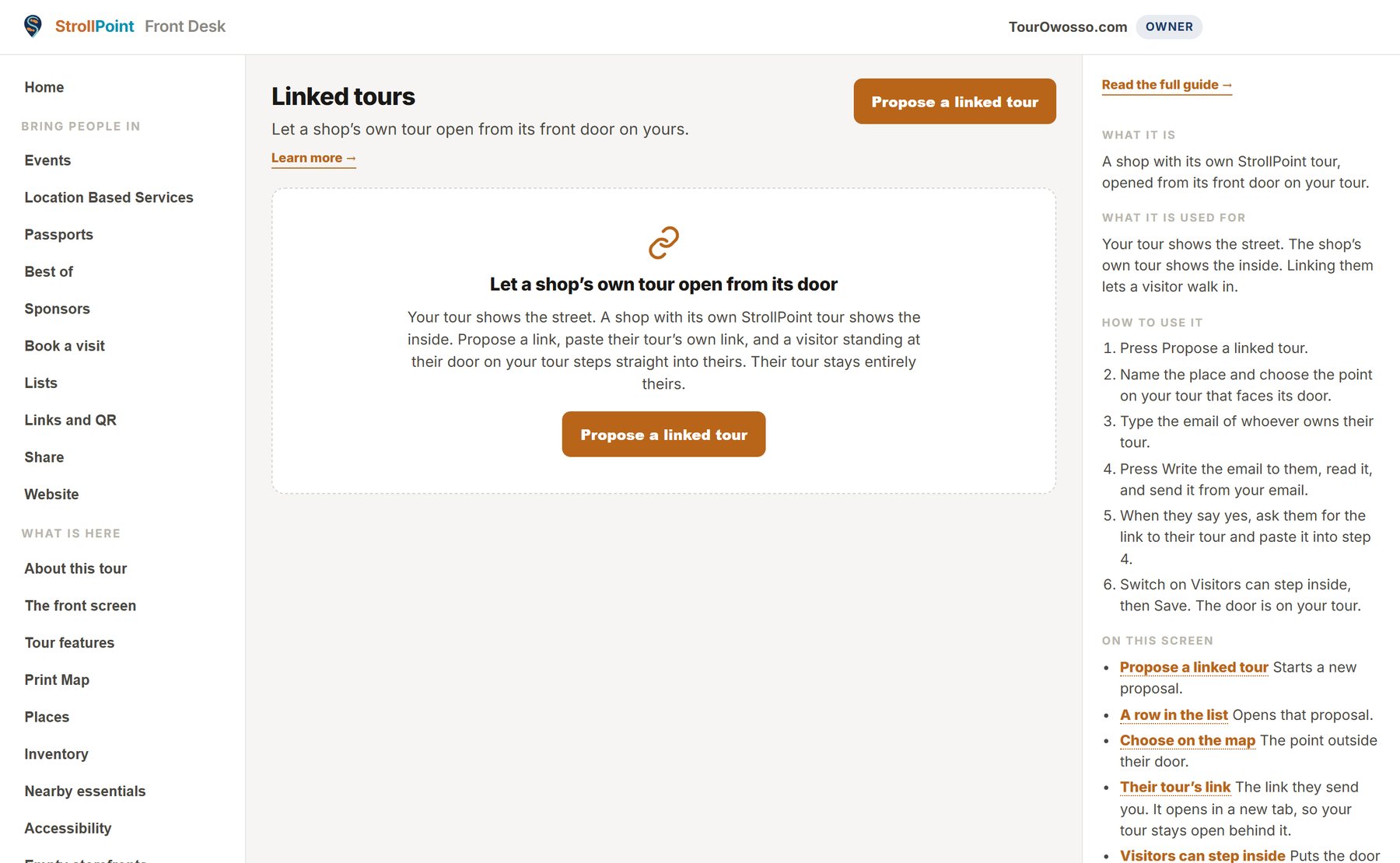 Linked tours