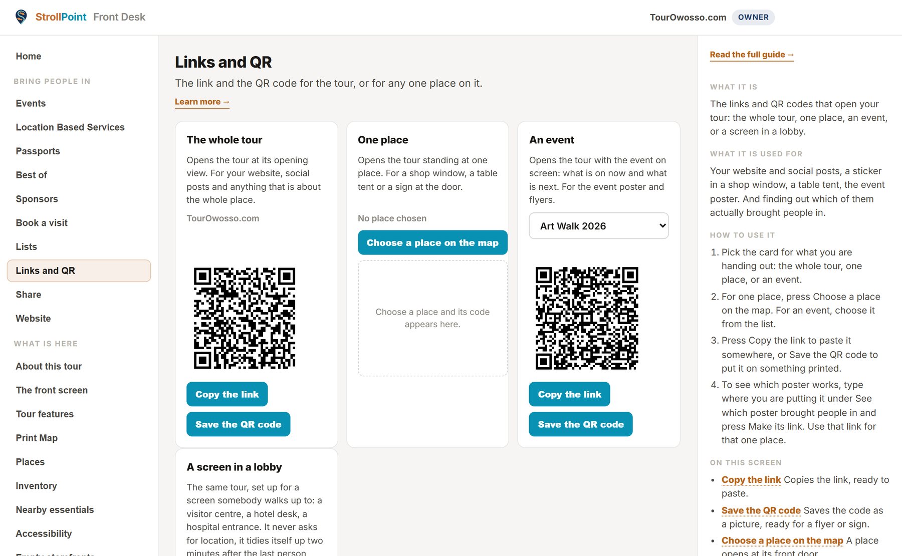 Links and QR codes