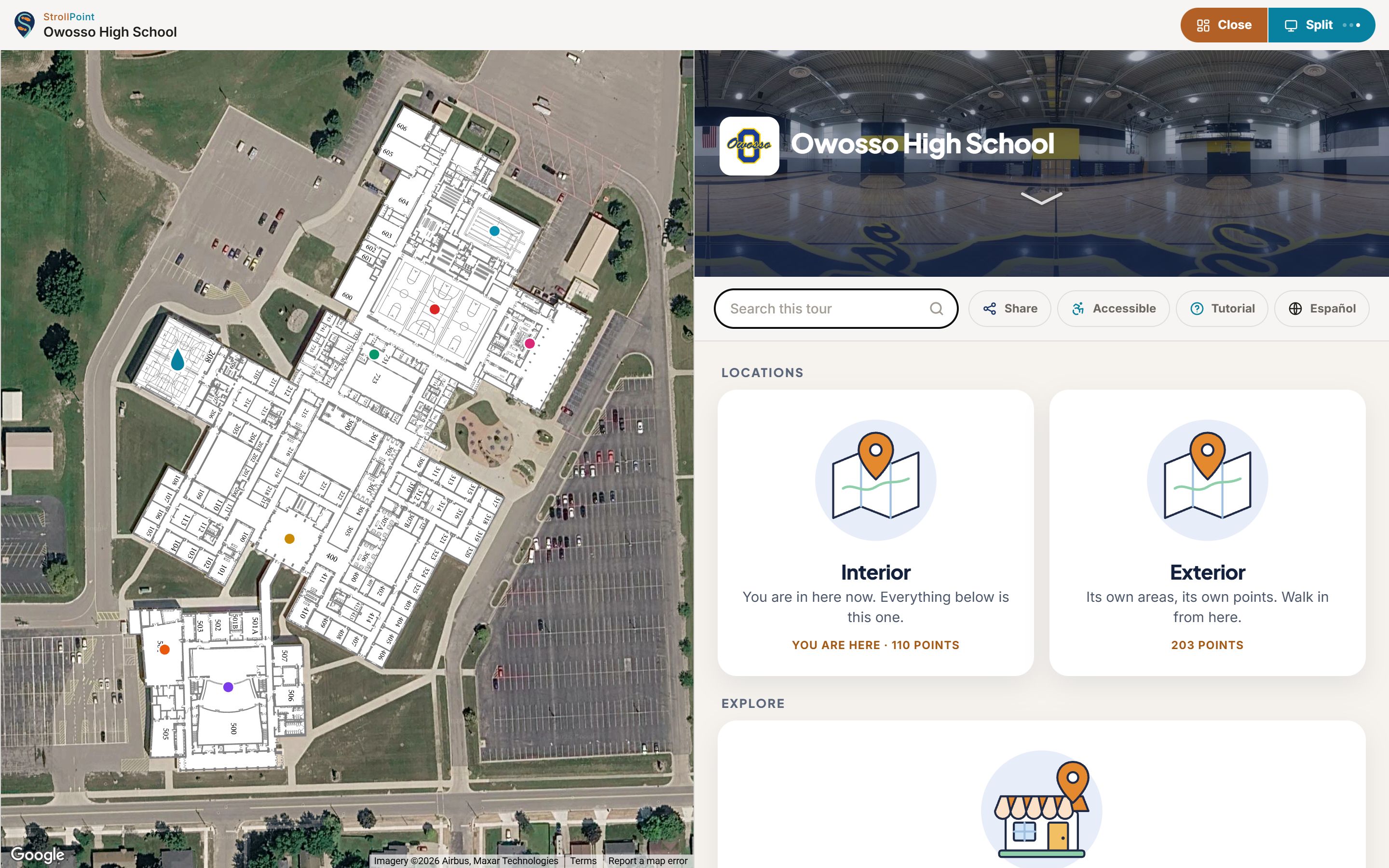 Owosso High School in its dash, Interior and Exterior